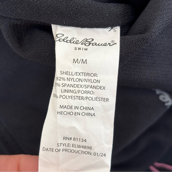 Eddie Bauer Ruched Shaping One Piece Swimsuit Bathing Suit Black Floral M NEW - Picture 13 of 14